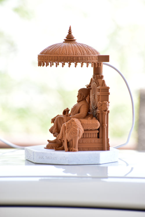 Chhatrapati Shivaji Maharaj 3D Throne Idol with Warm USB LED Light (16cm) | RR Murti Hub