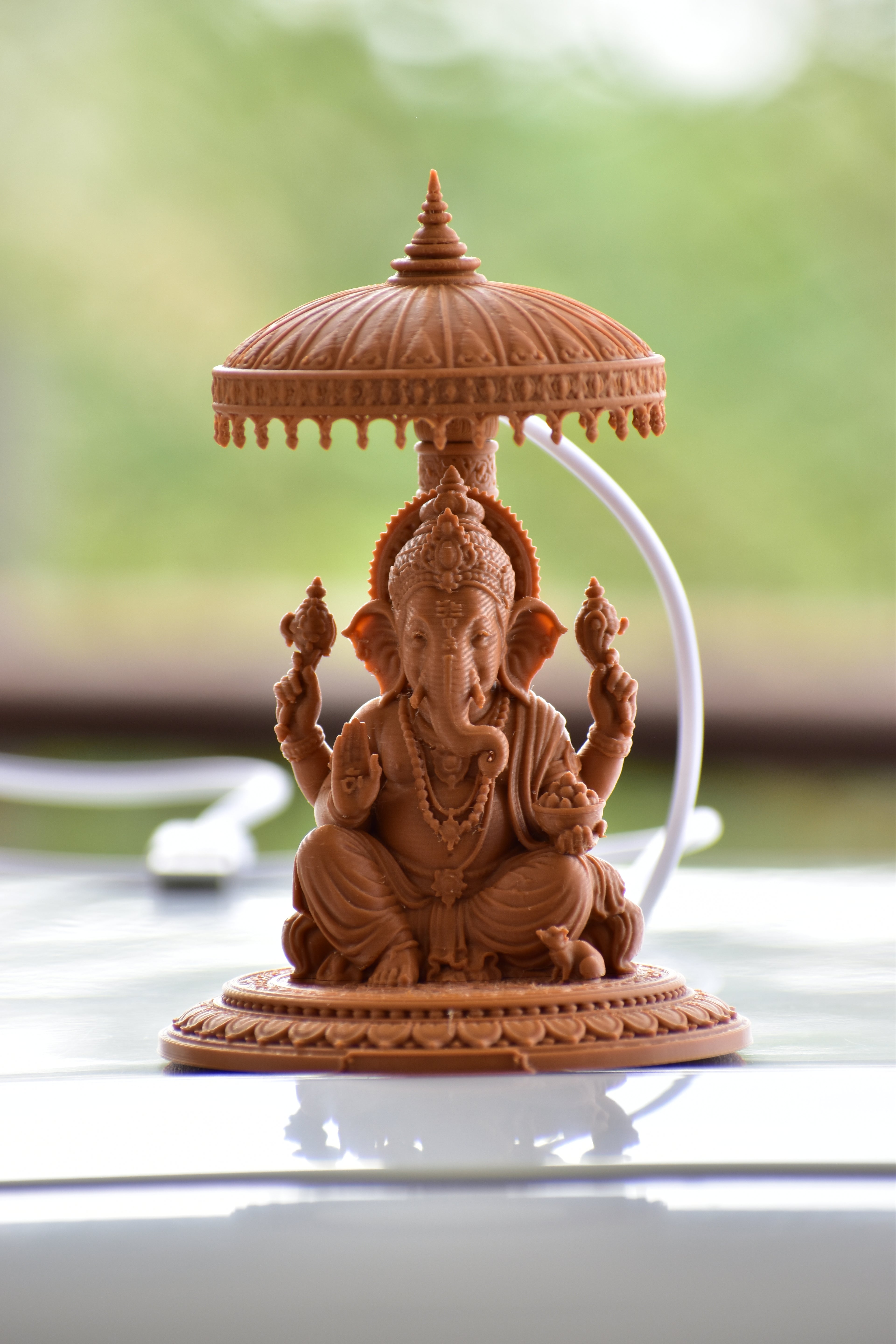 Ganesh Ji LED Idol for Car Dashboard | 12cm PETG Decorative Statue