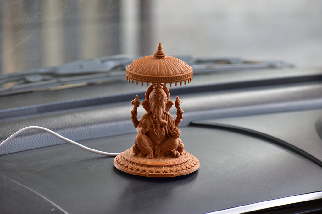 Ganesh Ji LED Idol for Car Dashboard | 12cm PETG Decorative Statue
