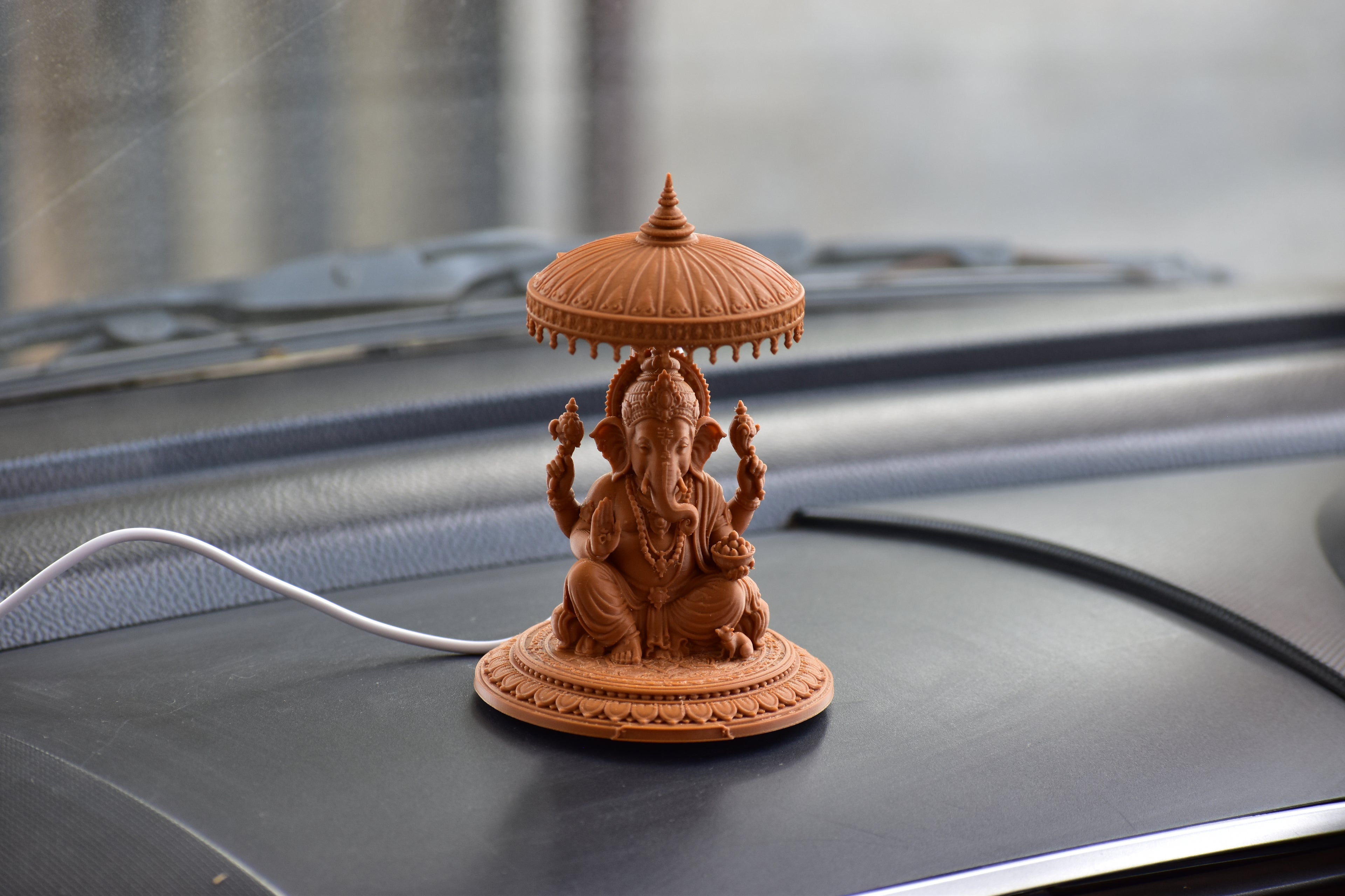 Ganesh Ji LED Idol for Car Dashboard | 12cm PETG Decorative Statue