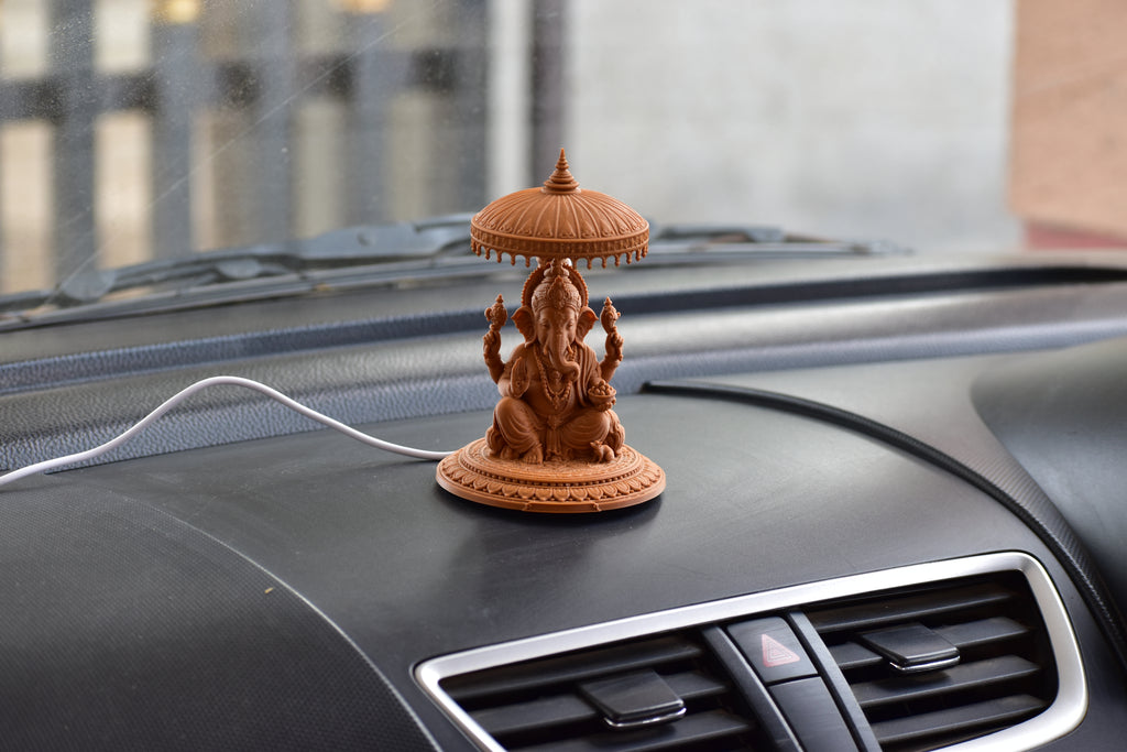 Ganesh Ji LED Idol for Car Dashboard | 12cm PETG Decorative Statue